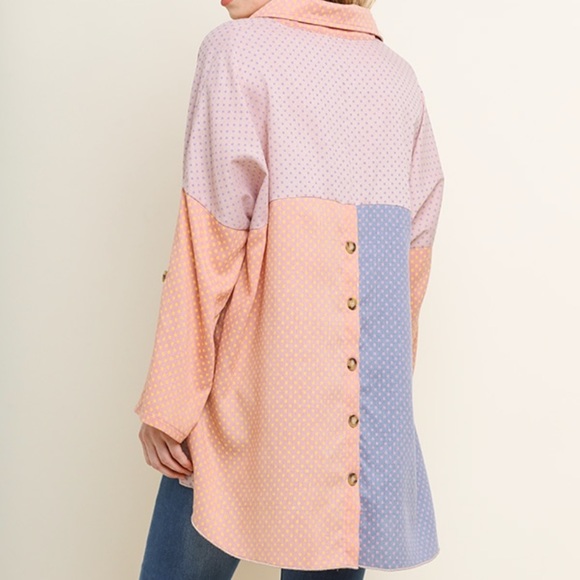 Polka dot color block blouse - Picture 3 of 3